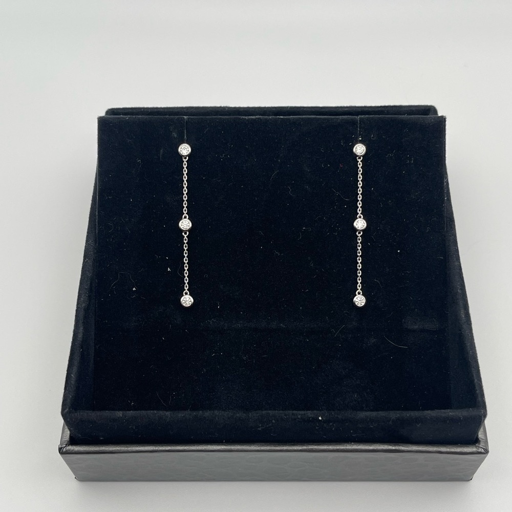 White gold & diamond chain drop earrings